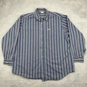 Vtg Carhartt Rugged Outdoor Wear Button Up Shirt Mens Size XL Striped Blue